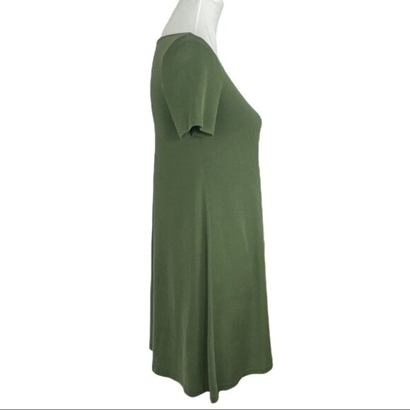 Silence + Noise Green Modal Short Sleeve Scoop Neck Business Career Dress XS/C32 - Picture 3 of 9